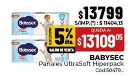 Diarco Babysec pañales ultrasoft hiperpack oferta