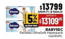 Babysec pañales ultrasoft hiperpack