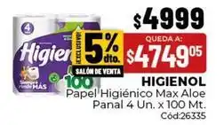 Higienol papel higiénico max aloe panal