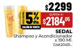 Diarco Sedal shampoo y acondicionador oferta