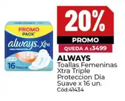 Diarco Always toallas femeninas xtra triple proteccion dia suave oferta