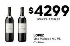 Diarco Lopez - vino malbec x 750 ml. cód:44460 oferta