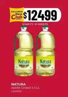 Diarco Natura - aceite girasol x 3 lt. cód:10132 oferta