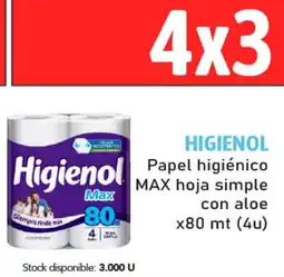 Nini Mayorista Higienol papel higiénico max hoja simple con aloe oferta