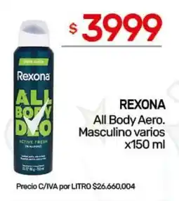 Nini Mayorista Rexona all body aero. masculino varios oferta