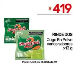 Nini Mayorista Rinde dos jugo en polvo varios sabores oferta