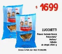 Nini Mayorista Lucchetti fideos semola rosca fetuccini/ moñios/ cabello de angel oferta