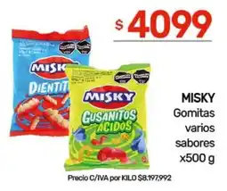 Nini Mayorista Misky gusanitos acidos varios sabores oferta