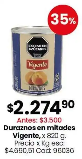 Coto Vigente duraznos en mitades oferta