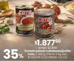 Coto Coto tomate pelado cubeteadoperita oferta