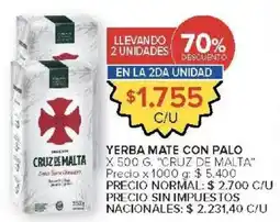Carrefour Market Cruz de Malta yerba mate con palo oferta