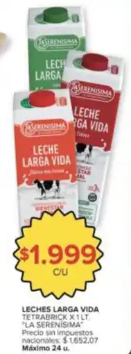 Carrefour Market La serenisima leches larga vida tetrabrick oferta