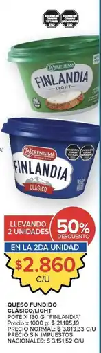 Carrefour Market Finlandia queso fundido clásico/light oferta