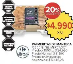 Carrefour Market El mercado palmeritas de mantequilla oferta