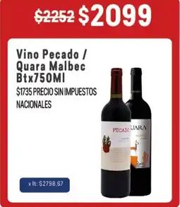 Makro Pecado/Quara vino malbec oferta