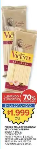 Carrefour Market Don vicente - fideos tallarines/cinta/fetuccini/caserito bolsa x 500 g oferta