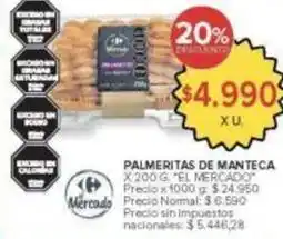 Carrefour Market Palmeritas de manteca oferta