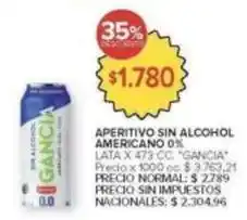 Carrefour Market Gancia - aperitivo sin alcohol americano 0% lata x 473 cc oferta