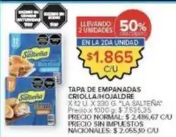 Carrefour Market La salteña - tapa de empanadas criolla/hojaldre oferta