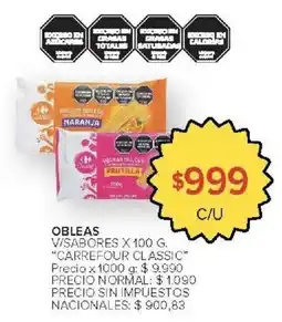 Carrefour Market Obleas dulces vsabores x 100 g. carrefour classic oferta