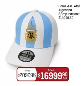 Adidas gorra xUn. Afa/Argentina