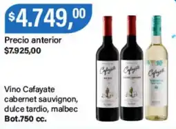 Supermercados Damesco Cafayate vino cabernet sauvignon, dulce tardio, malbec oferta