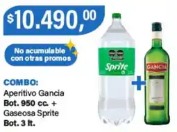 Supermercados Damesco Gancia aperitivo + sprite gaseosa oferta