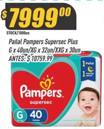 Pampers pañal supersec plus