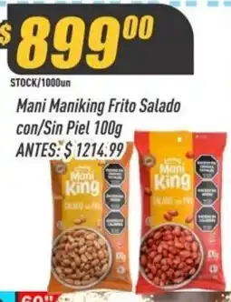 Supermercados Comodin Mani King Mani Maniking Frito Salado con/Sin Piel 100g oferta