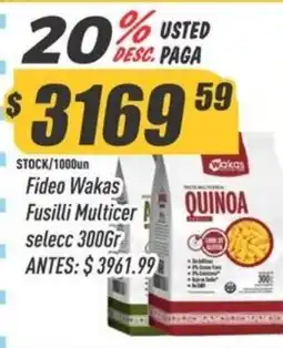 Supermercados Comodin Wakas fideo fusillli multicier quinoa oferta