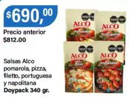 Supermercados Damesco Alco salsas pomarola pizza filetto portuguesa napolitana oferta