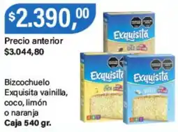 Supermercados Damesco Exquisita bizcochuelo vainilla, coco, limón o naranja oferta