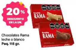Supermercados Damesco Rama chocolates leche o blanco oferta