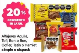 Supermercados Damesco Alfajores Aguila, Tofi, Bon o Bon, Cofler, Tatin o Hamlet oferta