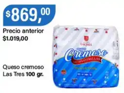 Supermercados Damesco Las tres queso cremoso oferta