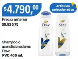 Supermercados Damesco Dove shampoo o acondicionadores oferta