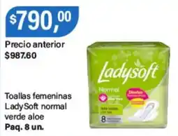 Supermercados Damesco Ladysoft toallas femeninas normal verde aloe oferta