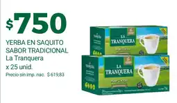 Supermercados A Granel La tranquera yerba en saquito sabor tradicional oferta