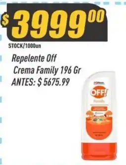 Supermercados Comodin Off! repelente crema family oferta