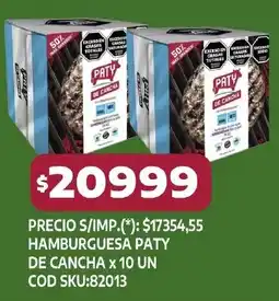 Supermercados Yaguar Paty hamburguesa de cancha oferta