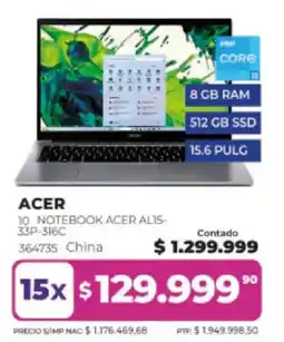 Frávega Acer notebook acer al15-33p-316c oferta