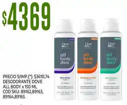 Supermercados Yaguar Dove desodorante all body deo oferta