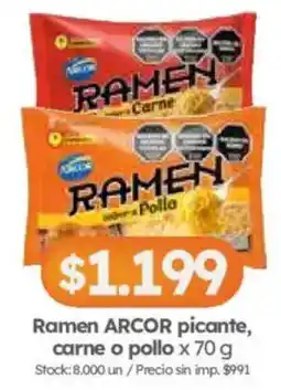 Cordiez Arcor ramen carne o pollo oferta