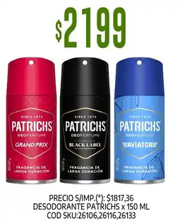 Supermercados Yaguar Patrichs desodorante oferta
