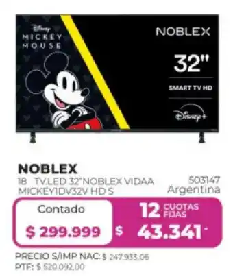Noblex tv.led 32" noblex vidaa mickeyidv32v hd s