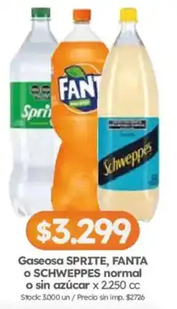 Cordiez Sprite gaseosa o fanta o schweppes normal o sin azúcar oferta