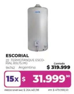 Frávega Escorial termotanque escorial 80lts.mg oferta