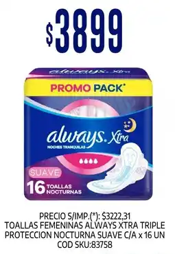 Supermercados Yaguar Always xtra toallas nocturnas suave oferta