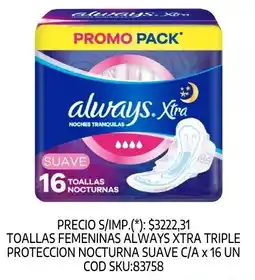 Supermercados Yaguar Always xtra toallas nocturnas suave oferta
