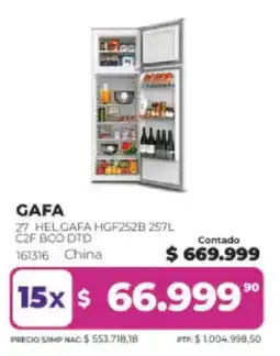 Frávega Gaafa refrigerador hgf252b 257l oferta